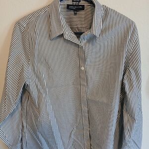 J. Crew Women's Navy and White Striped Shirt